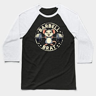 Barbell Brat Weightlifting Rat Baseball T-Shirt